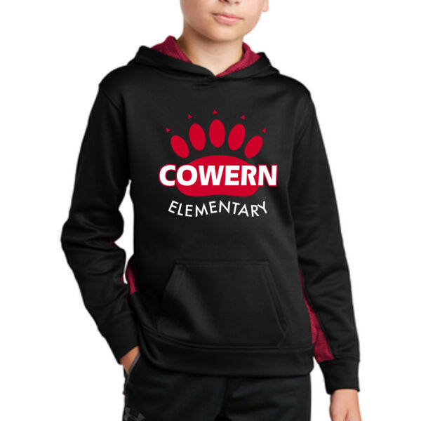 Sport-Tek® Youth Sport-Wick® CamoHex Fleece Colorblock Hooded Pullover - Printed Logo Thumbnail
